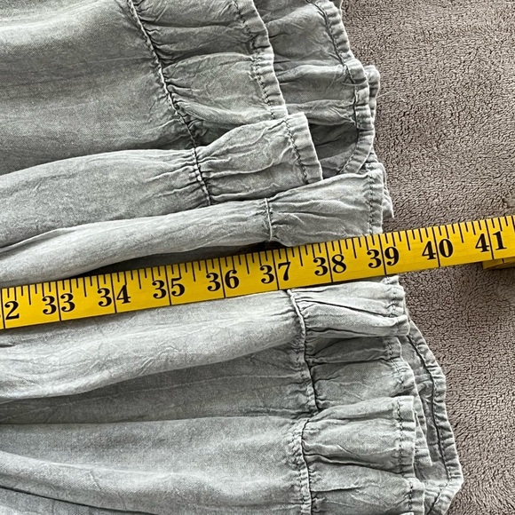 Anandas Boho Tiered Wide Leg Palazzo Pants Size M Grey Festival Beachy Pull On - Picture 13 of 13